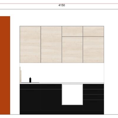 meubles de cuisine bi-couleur noir et bois sans électros avec plan de travail blanc 283/1/7