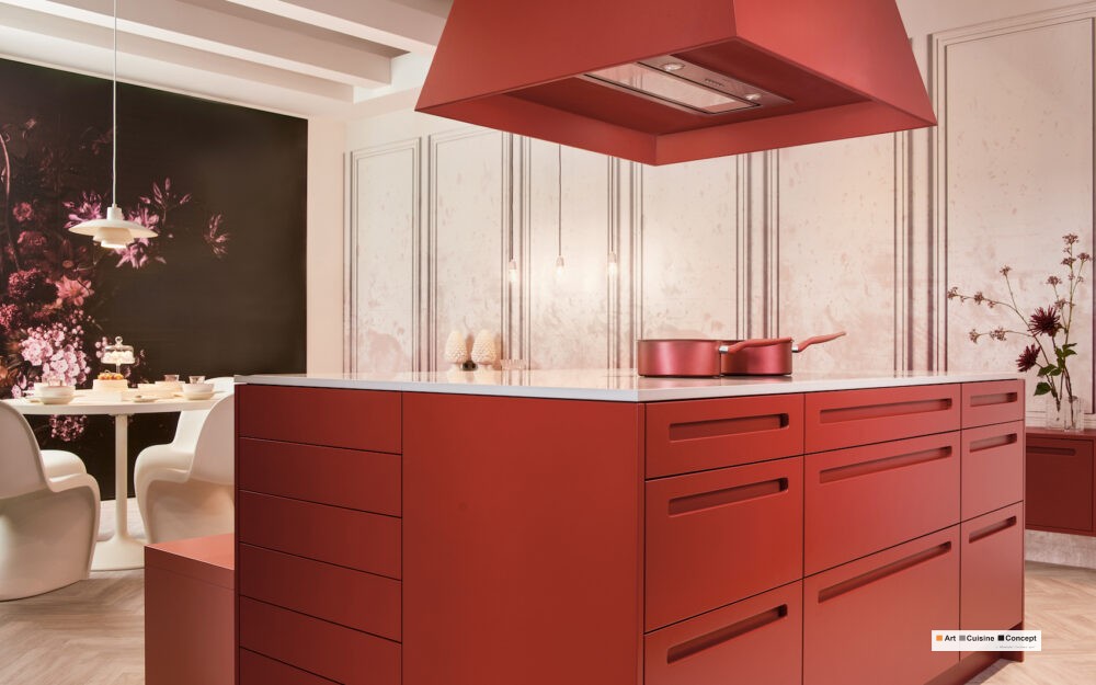 cuisine rouge KH MODÈLE 715-RAL | MODÈLE 90-RAL LAQUE SOFT S 2570-R | LAQUE SOFT SIKKENS B7.25.50