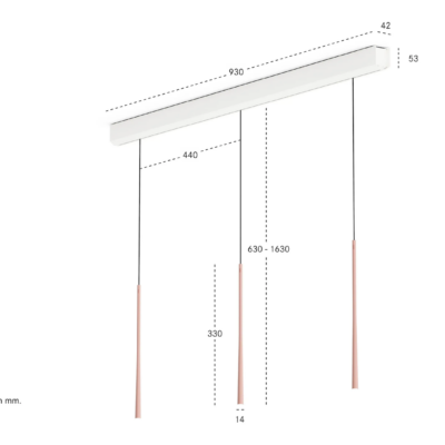 Bora suspension linéaire 3 Stars or rose