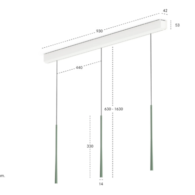 Stars lampe à suspension 3-lampes à disposition linéaire BORA vert mousse