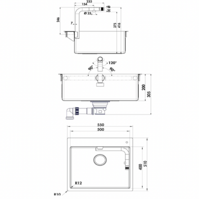 Corno Turno 60, lot (bac et robinetterie Turno) solution pour fenêtre